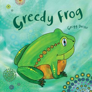 Book cover showing a green frog painted in a contemporary First nations style